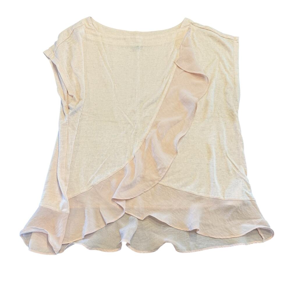 Banana Republic Women’s pale pink knit ruffle blouse XL